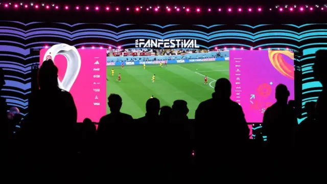 Zona de fans en el parque Al Bidda de Doha.