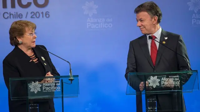 Presidentes de Chile y Colombia