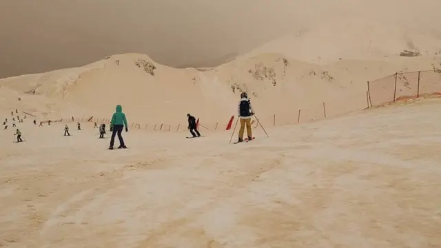 Skiers in the Russian Caucasus