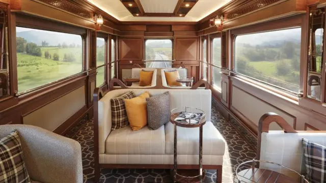 El interior del Belmond Grand Hibernian se inspira en la elegancia de los viejos Orient Express, pero a la vez moderno.