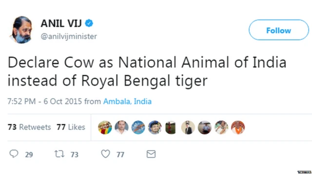 Anil Vij's tweet