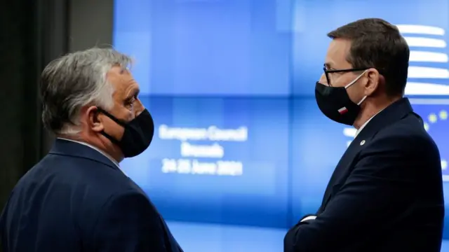 Орбан, Моравецкий на саммите ЕС 25 июня 2021