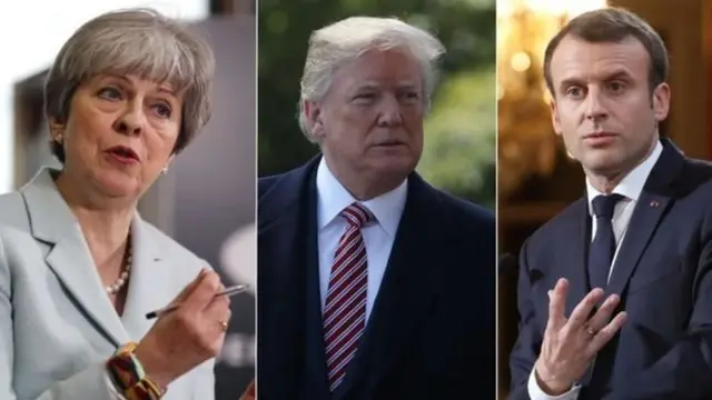 ماكرون وترامب وماي