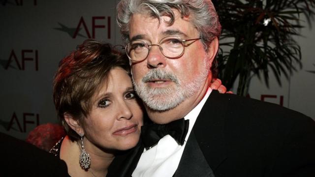 Carrie Fisher y George Lucas.