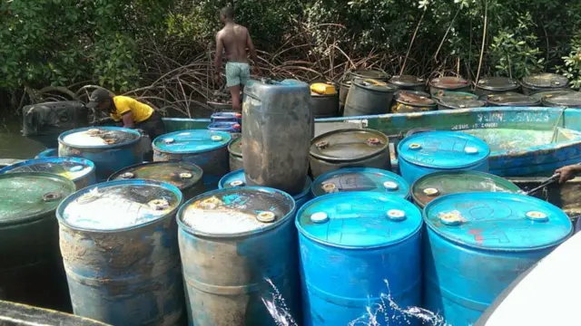 Drums wey army seize from illegal bunkering