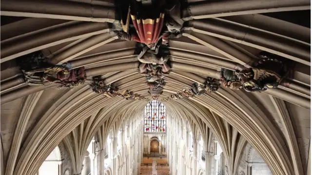 Detalles de la bóveda de la catedral de Norwhich