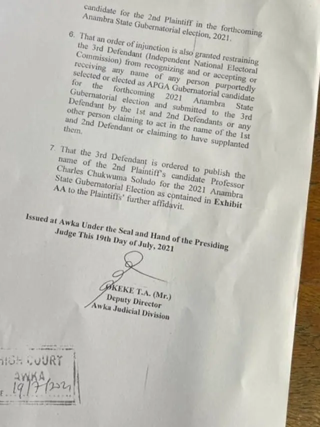 Mkpebi ikpe gbasara ọchịchị APGA n'Anambra steeti