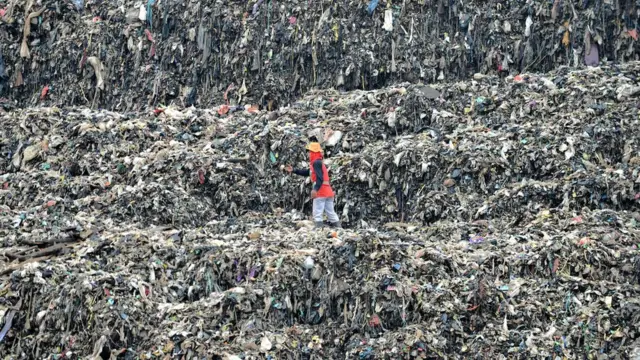 Seorang pemulung di Bantar Gebang, 2015.