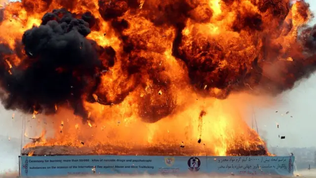Iran membakar 100 ton narkoba gelap pada tahun 2014.