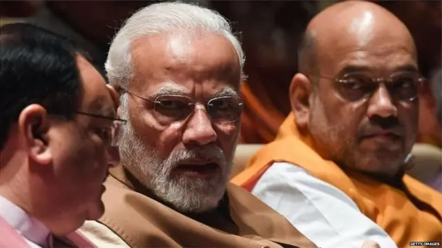 बीजेपी के राष्ट्रीय अध्यक्ष जेपी नड्डा, पीएम नरेंद्र मोदी और गृह मंत्री अमित शाह