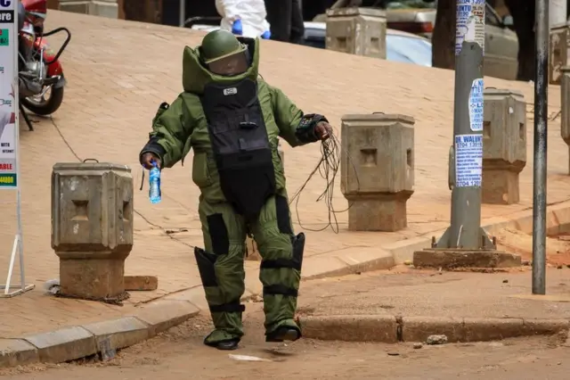 Bomb disposal expert in Uganda