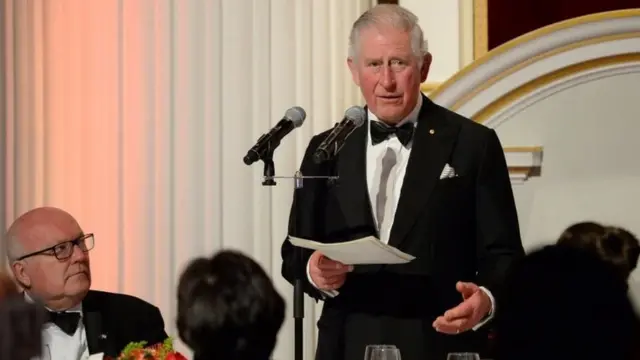 MARCH 12: Prince Charles, Prince of Wales makes a speech as he attends a dinner in aid of the Australian bushfire relief and recovery effort at Mansion House