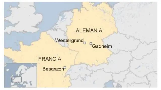Mapa con las ciudades que fueron centro de la UE.