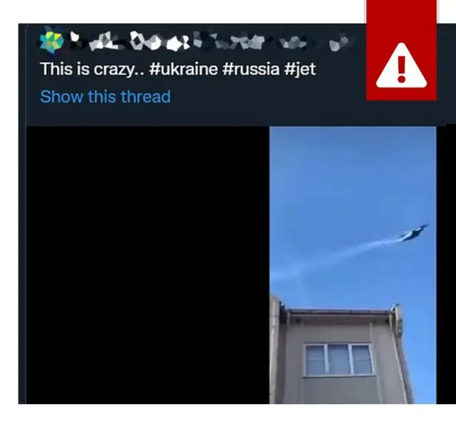 Misleadingly captioned video of a fighter jet