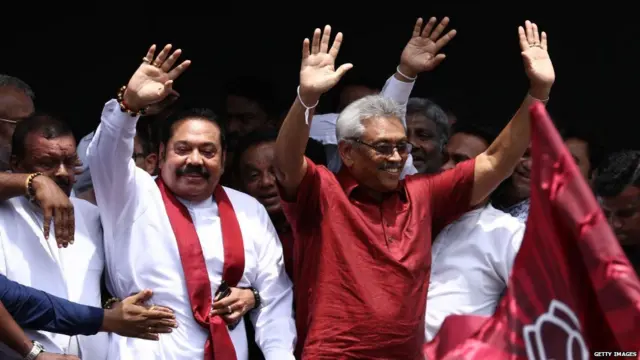 Elder brother and former president Mahinda (left) , Gotabhaya's election campaigning
