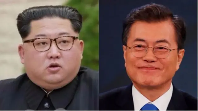 મૂન જે-ઈન અને કિમ જોંગ-ઉનની તસવીર