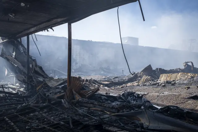 3. The charred remnants of a burnt business in Minneapolis during unrest resulting from the killing of an unarmed black man, George Floyd, by police.