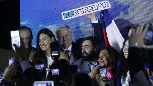 José Antonio Kast celebra el triunfo de su partido