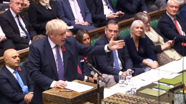 Boris Johnson no Parlamento nesta segunda-feira