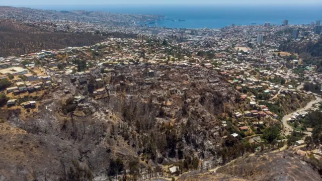 Zona afectada por el incendio en Valparaíso.