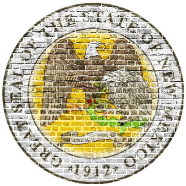 Escudo de Nuevo México de 1912 pintado en una pared