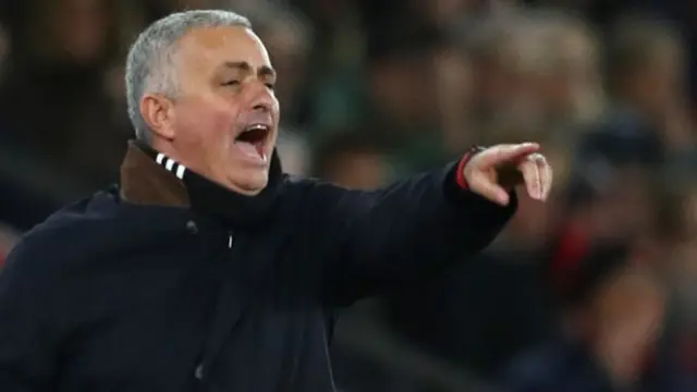 Jose Mourinho animated on the touchline