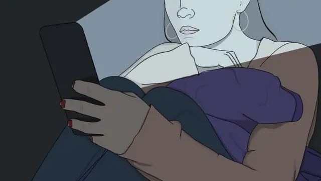 Dessin représentant une femme avec son téléphone