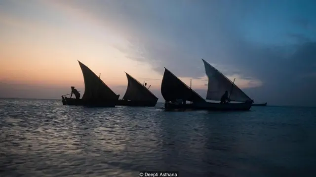 દરિયામાં નાવડીઓ