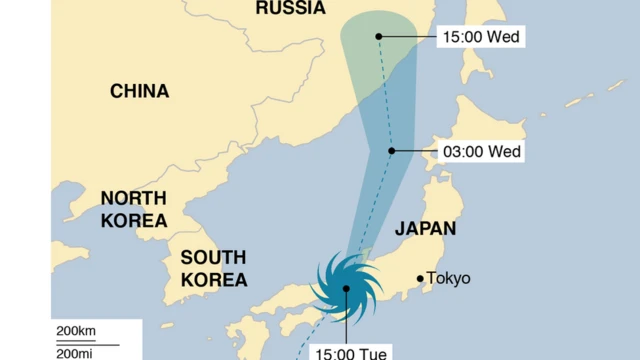 ဧရာမ မုန်တိုင်းရဲ့ လမ်းကြောင်း ပြမြေပုံ