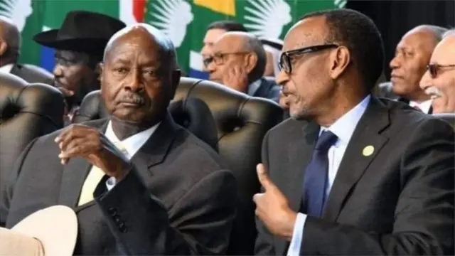 Rais Yoweri Museveni wa Uganda na Paul Kagame wa Rwanda