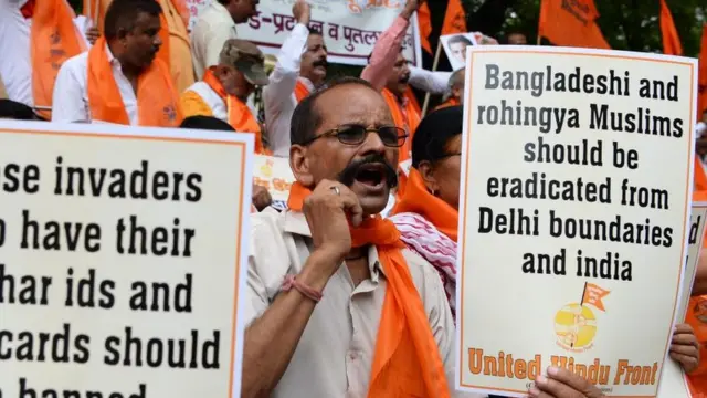 দিল্লিতে রোহিঙ্গা-বিরোধী সমাবেশ।