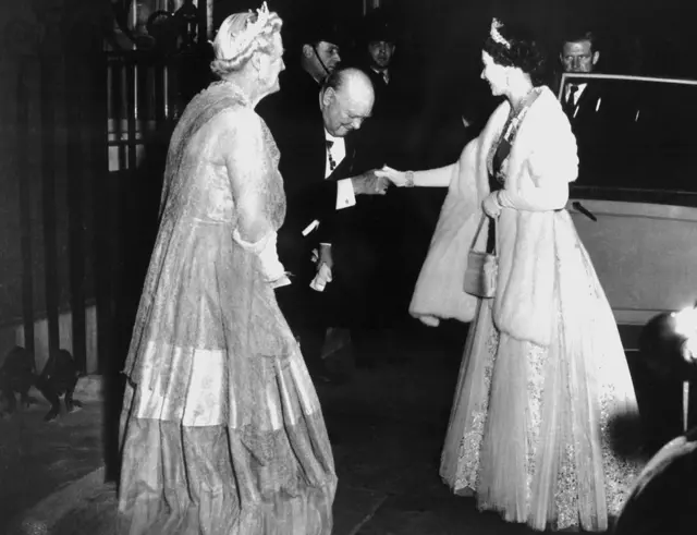The Queen with Winston and Clementine Churchill