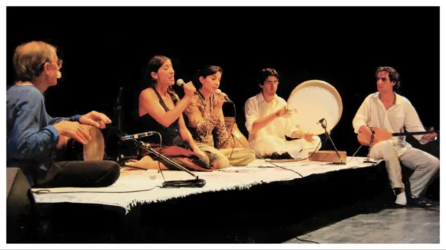 گروه موسیقی شمیرانی از چپ: جمشید، مریم، مرجان، کیوان و بیژن