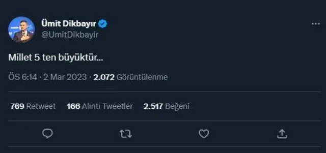 Dikbayır'ın paylaşımı