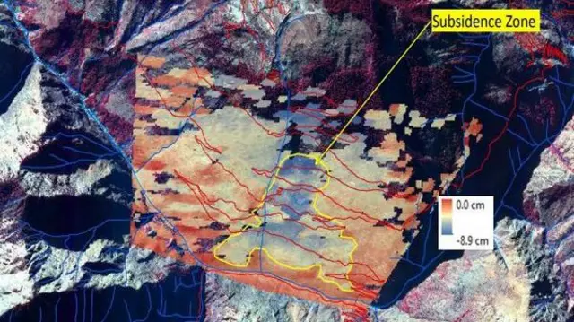জোশীমঠের বড় অংশ খুব দ্রুত ধসে যাচ্ছে। মহাকাশ থেকে তোলা ছবি