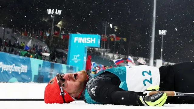 क्रॉसकंट्री उपउपांत्य फेरीदरम्यान जर्मनीचा खेळाडू थॉमस बिंग.