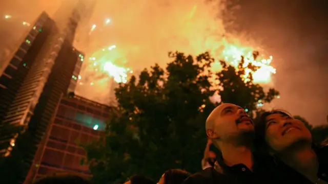 Couple celebrates new year in Melbourne, Australia