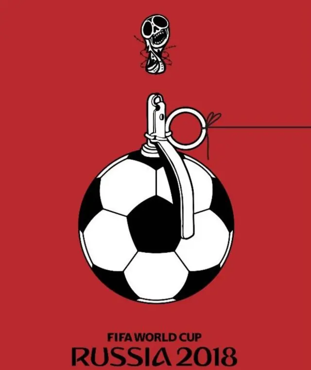 Плакат українського художника Андрія Єрмоленка із закликом до бойкоту ЧС-2018 з футболу в Росії