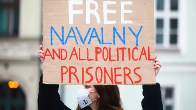 Акция в поддержку Навального в Кракове