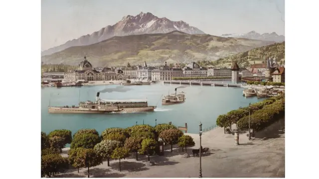 Lucerna, Suiza, foto tomada entre 1889 y 1902. Swiss Camera Museum Collections