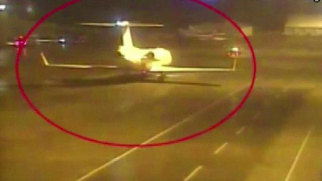 土耳其电视台播出录像，显示卡舒吉失踪前两天伊斯坦布尔机场的沙特私人飞机，据信与此案有关