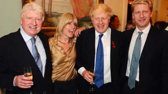 Stanley Johnson, Boris, Johnson, Rachel Johnson and Jo Johnson pose for a photograph