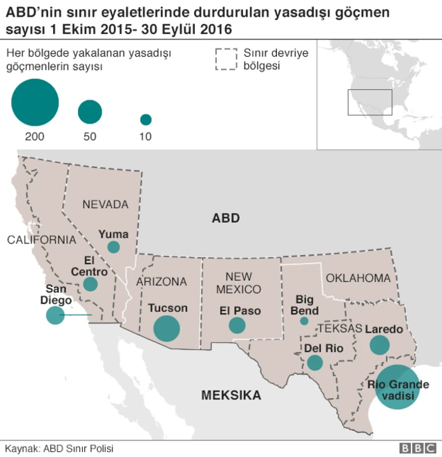 MEKSİKA ABD HARİTA