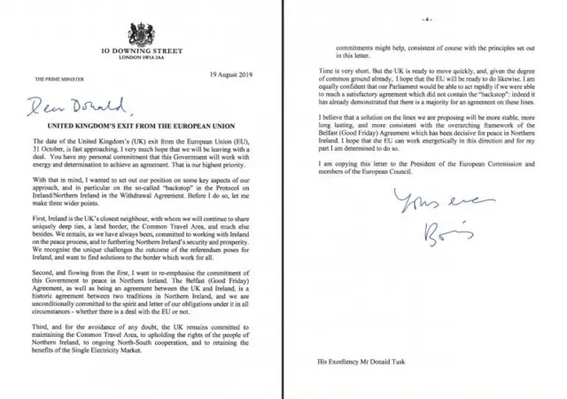 Boris Johnson'ın Donald Tusk'a gönderdiği mektup