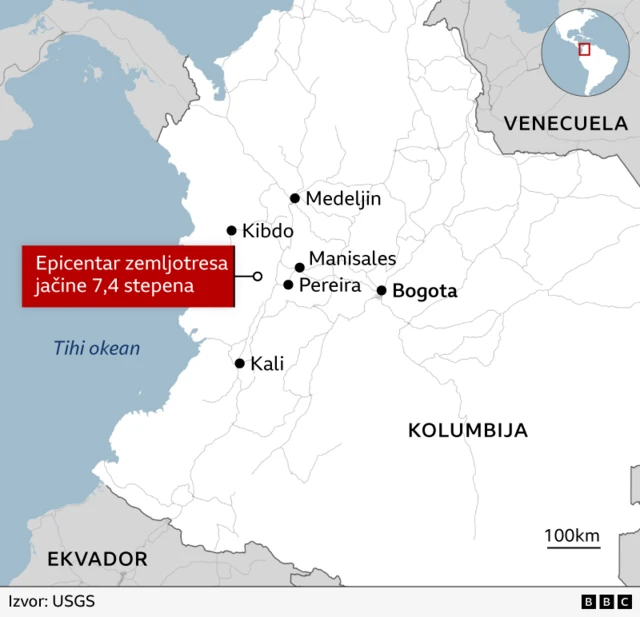 epicentar zemljotresa u kolumbiji