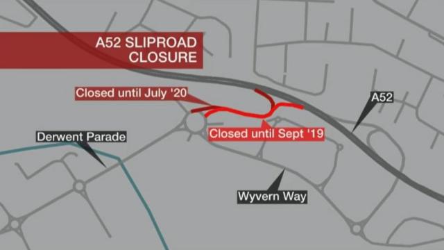 Major slip roads in Derby shut for 13 months BBC News