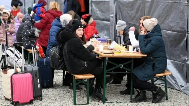 Refugiados en un campo de Polonia