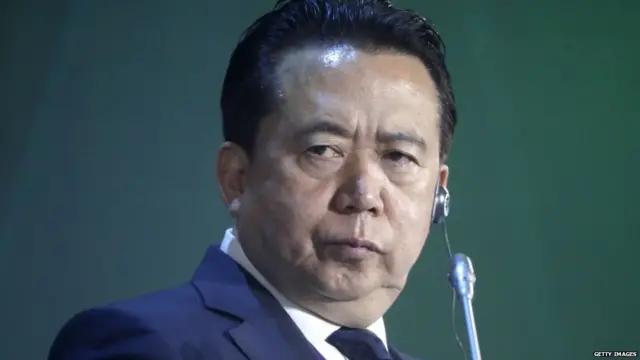 Interpol President Meng Hongwei at an International Cybersecurity Congress at Moscow's World Trade Centre.
