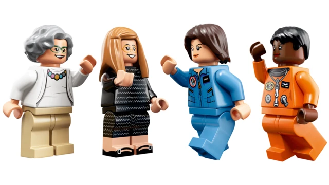 Figuras del nuevo set de Lego de Nancy Grace Roman, Margaret Hamilton, Sally Ride y Mae Jemison (Crédito: Lego)