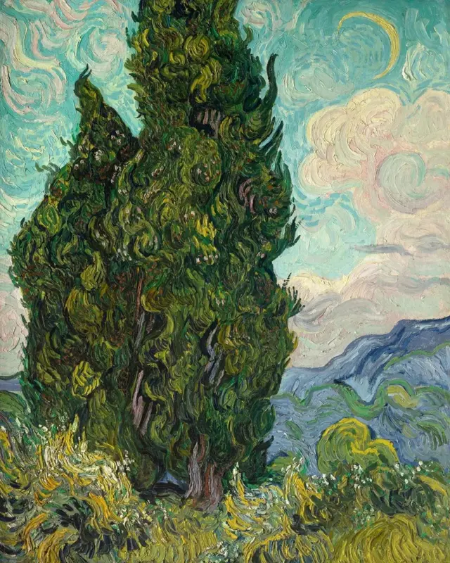 لوحة "أشجار السرو" لفان جوخ